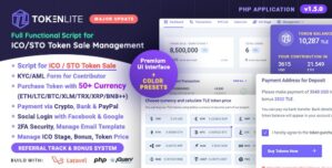 TokenLite – ICO / STO Token Sale Management Dashboard – ICO Admin Script 1.6.0