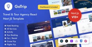 GoTrip – Travel Tour Agency React NextJS Template