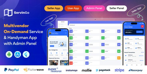Servingo – Multivendor On-Demand Service Handyman App with Admin Panel