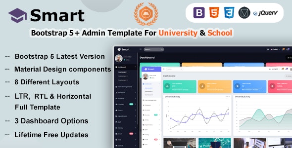 Smart – Bootstrap 5 Material Design Admin Dashboard Template for University, School Colleges
