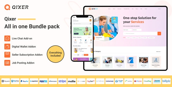 Universal Addon Bundle for Qixer – Service Marketplace and Service Finder
