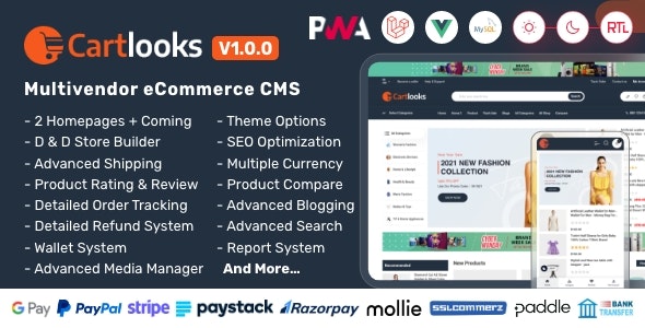 CartLooks | Laravel VueJS Powered Multivendor Ecommerce CMS with PWA