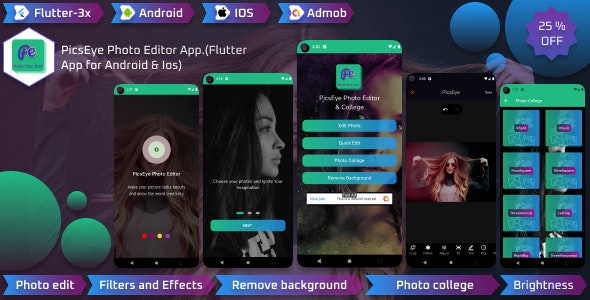 PicsEye Photo Editor App(Flutter App for Android Ios)