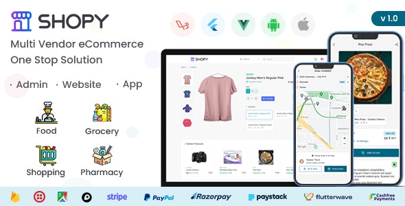 Shopy – Multivendor eCommerce, Food, Grocery, Pharmacy Delivery Flutter App + Admin Website