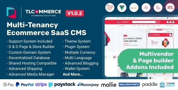 TLCommerce SaaS | Laravel VueJS Powered Multi-Tenancy Ecommerce SaaS CMS