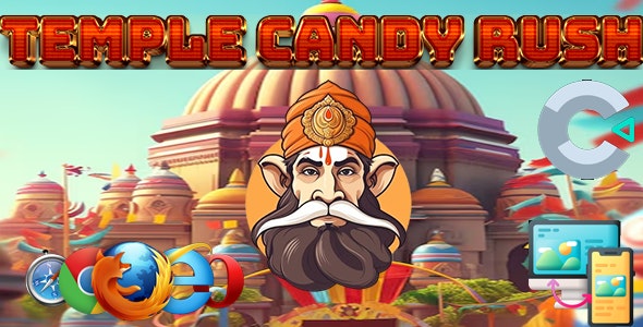 Temple Candy Rush game HTML5 game (Construct 2 3) source code template