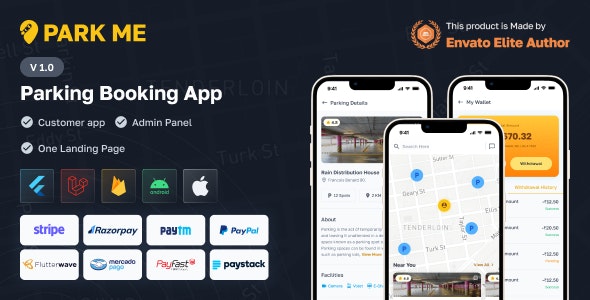 ParkME – Flutter Complete Car Parking App | Parking Spot Booking App