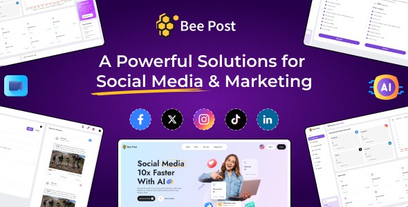 BeePost – AI Social Media Management Content Creation SaaS with Subscription System