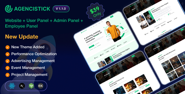 Agencistick – A complete Versatile Portfolio Agency Website | User | Employee | Admin Panel (MERN)