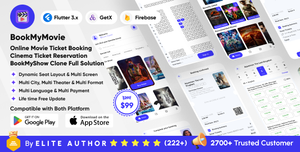 BookMyMovie – Online Movie Ticket Booking – Cinema Ticket Reservation BookMyShow Clone Full Solution