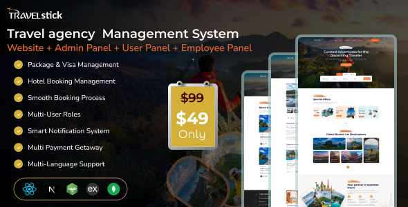 Travelstick – Smart Scalable Travel Management System | Admin | Employee | User Panel (MERN)