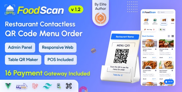 FoodScan – Qr Code Restaurant Menu Maker and Contactless Table Ordering System with Restaurant POS