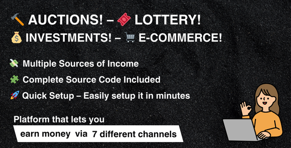 Auctions, Lottery, Raffle, E-commerce, Investment | Complete Source Code included