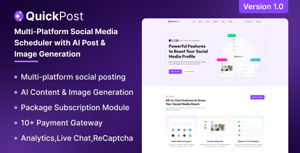 QuickPost – Multi-platform Social Media Scheduler with AI Post Image Generation