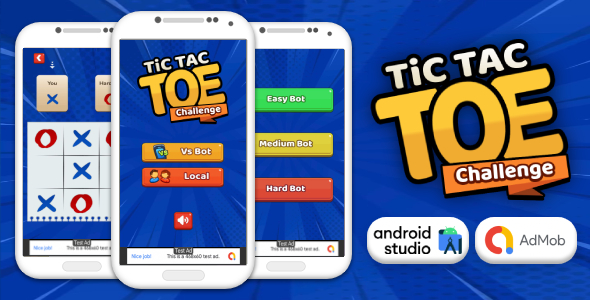 Tic Tac Toe Challenge – Puzzle Game Android Studio Project with AdMob Ads + Ready to Publish