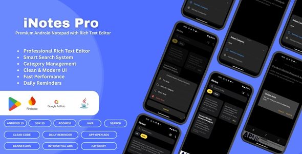 iNotes Pro – Premium Native Android Notepad App with AdMob Ads Firebase Remote Config