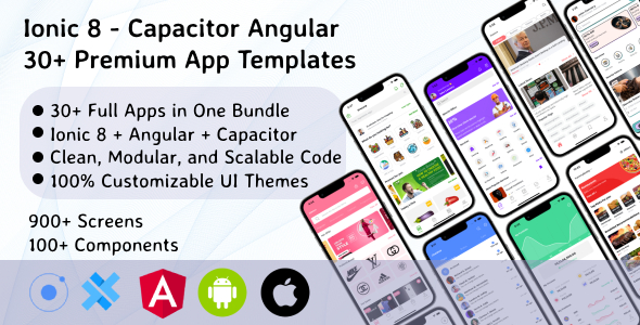 ionic 8 template bundle / ionic 8 starter / ionic 8 themes bundles / ionic 8 templates with 30+ apps