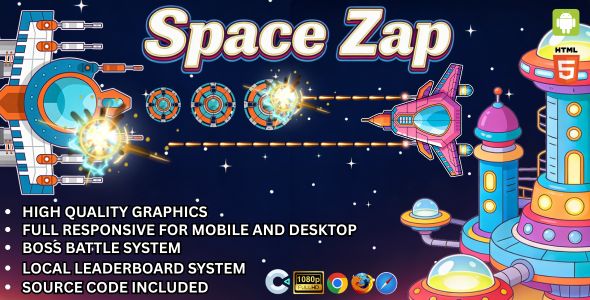 Space Zap – Space Shooter Defense Game | Boss Battle | Construct 3 | HTML5 Mobile Game