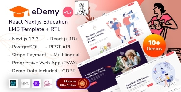 eDemy – React Next.js LMS Education Template for Online Courses eLearning Platforms