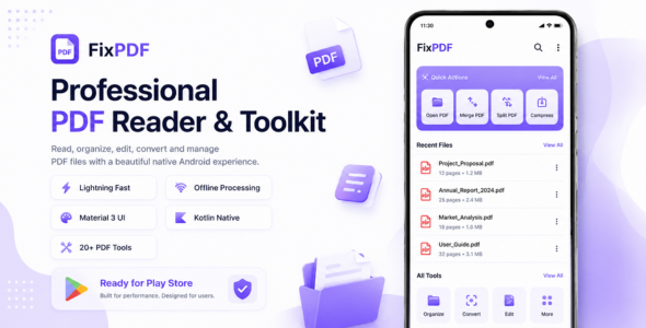 FixPDF – Ultimate Android PDF Tools Document Utility App (Jetpack Compose, Kotlin, AdMob)
