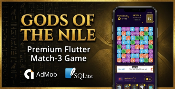 Gods of the Nile | Flutter Match-3 Game for Android and iOS with AdMob