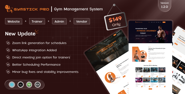 Gymstick Pro – Gym Management System | Website | Trainer | Vendor | Admin Panel | SaaS (MERN)
