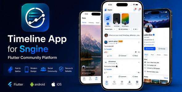 Mobile Flutter Social Timeline Applications – For Sngine Social PHP Script