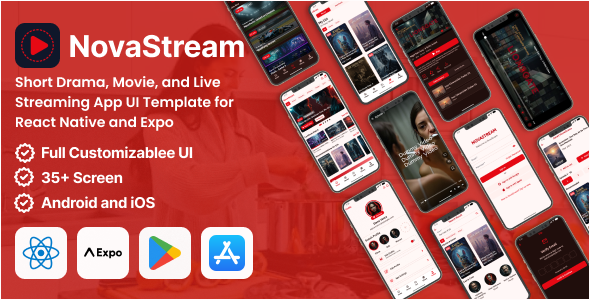 NovaStream – Short Drama and Streaming React Native Expo Template