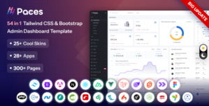 Paces – Tailwind CSS, Bootstrap, React, NextJs, Angular, Blazor, Laravel Admin Dashboard Template