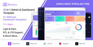 Panelux — Premium Multi-Framework Admin Dashboard Template