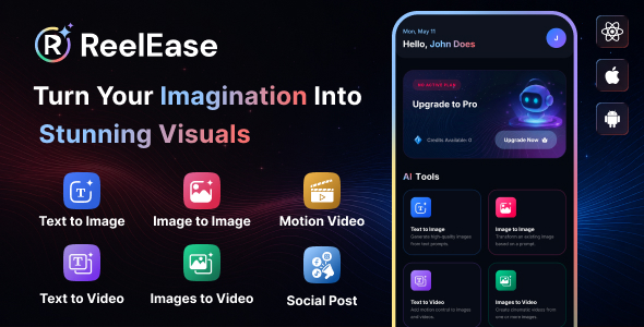 Reelease Mobile App – AI Image, Video Social Media Post Generator SaaS Platform