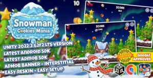 Snowman Cookies – Unity 2022 LTS Game Source Code | Admob Ready | Easy Reskin Passive Income