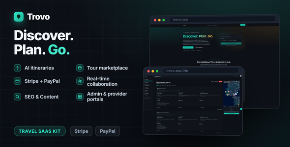 Trovo — AI Travel Itinerary Planner Tour Marketplace SaaS (Next.js, Stripe, Admin)