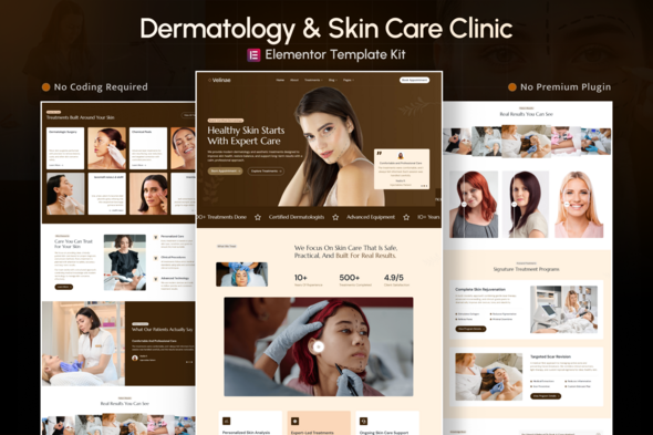 Velinae – Dermatology Skin Care Elementor Template Kit