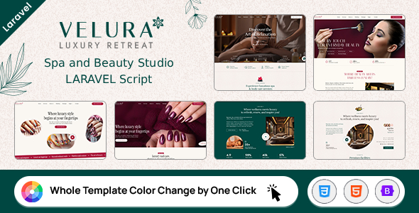 Velura – Spa, Beauty Nail Salon Booking Laravel Website