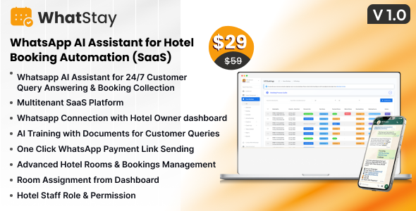WhatStay – WhatsApp AI Assistant for Hotel Booking Automation (SaaS)