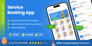 4 App Template | On-Demand Home Services Booking App Template | Multi-Service Platform | ServeBook