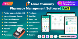 Acnoo Pharmacy – SaaS Pharmacy Management Software Flutter App with Admin Panel