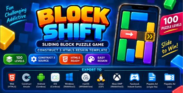 Block Shift | Sliding Block Puzzle Game – Construct 3 HTML5 Reskin Template