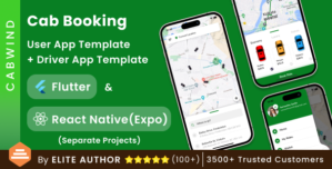 CabWind – Taxi Cab Booking App UI Kit | Flutter React Native Expo