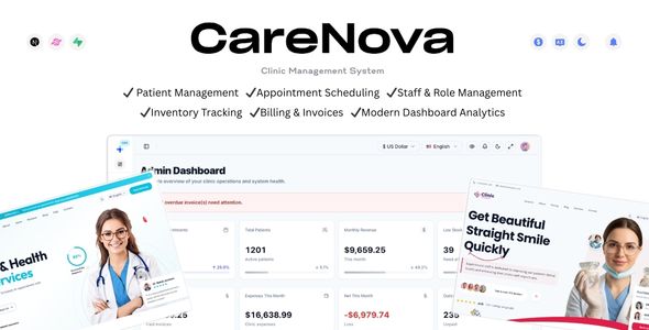 CareNova — Clinic Management Web App | Medical SaaS, Patient Appointment Management