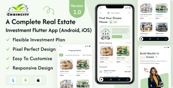 ChainCity – Real Estate Investment Flutter App ( Android,IOS )