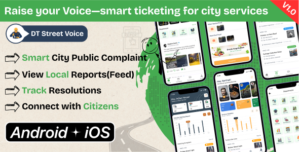DTStreetVoice – Smart City Public Complaint Ticketing Flutter App with Admin Panel (Android iOS)