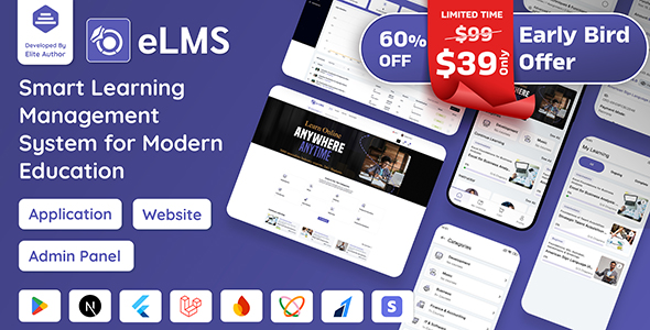 eLMS – Online Learning Management System LMS | Flutter App with Laravel Admin Panel | Next.js Web