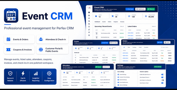 Event Management Ticket Booking Module for Perfex CRM with Attendees and Check-in
