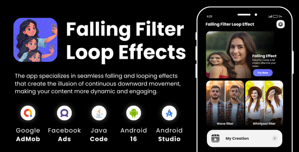 Falling Filter Loop Effect with AdMob Facebook Ads Android