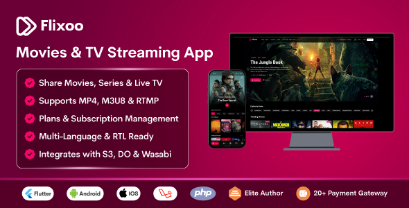 Flixoo – AI-Powered OTT CMS for Movies, Series Live TV (Web + Mobile) with Monetization
