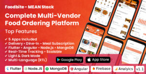 FoodBite Multi Restaurant – Food Delivery App with NodeJS, MongoDB Angular Flutter