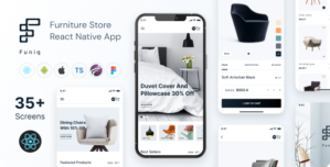 Funiq – Furniture Store React Native App | Expo SDK 49.0.8 | TypeScript | Redux Store | Admin Panel