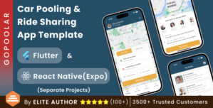 GoPoolar – Carpooling Ride Sharing App | Car Bike Pool | Flutter React Native Expo
